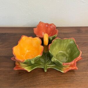 Vintage Autumn Leaf Condiment Server